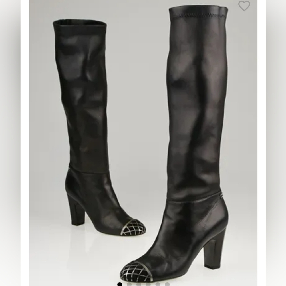 Chanel black leather boots